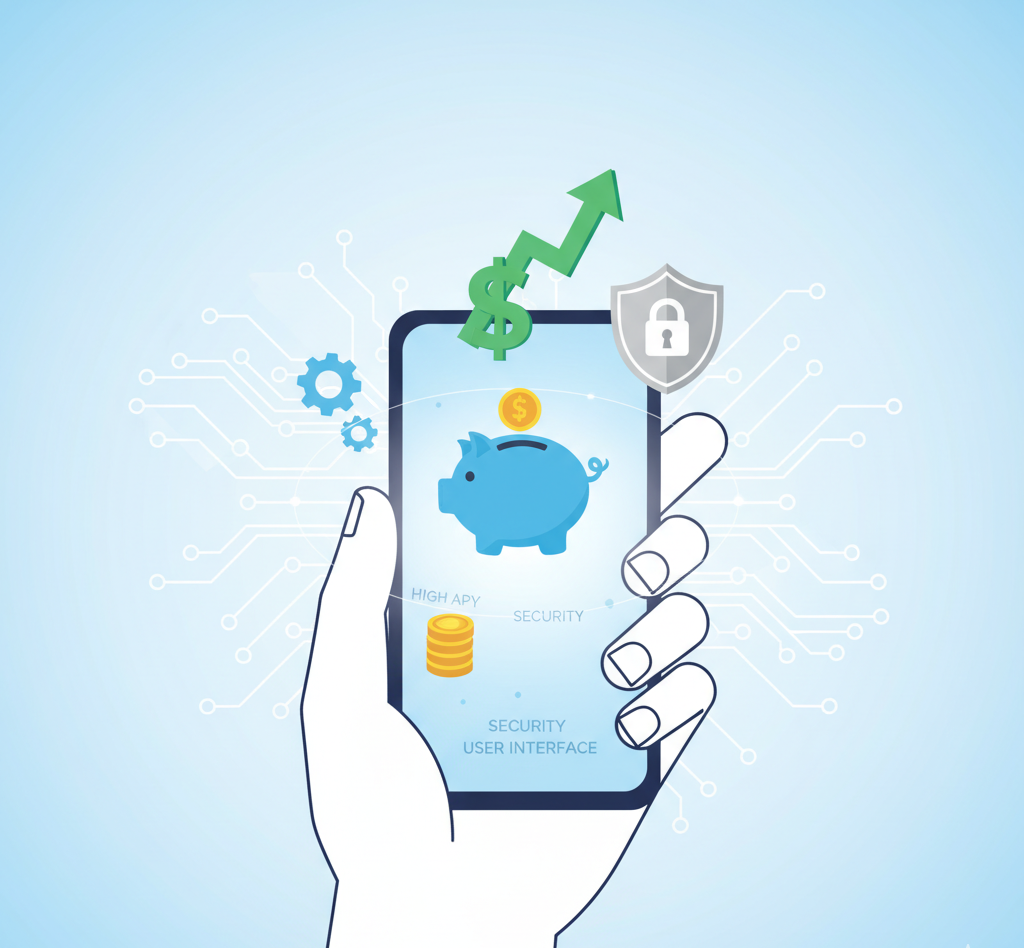 High APY, security, and user-friendly interfaces symbolizes the benefits of online banking