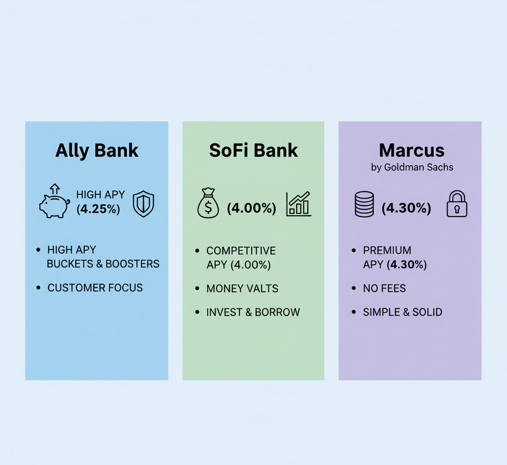 Data is illustrative with competitive rates for each online banks