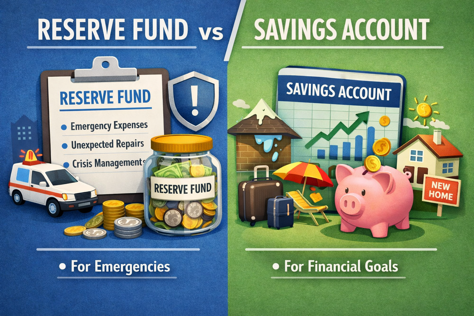 Differences between reserve fund vs. savings account