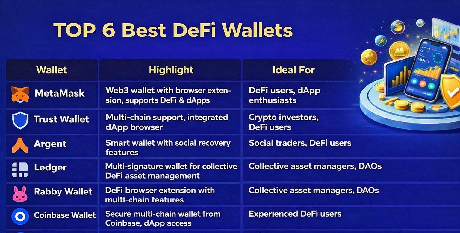 Top 6 best DeFi wallets comparison
