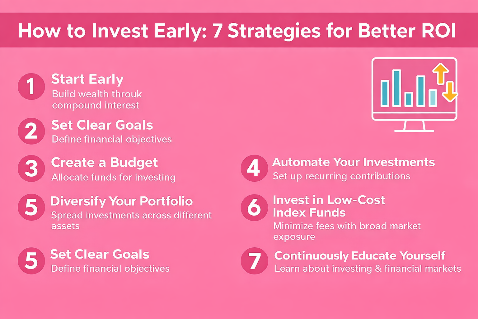 How to invest early infographic showing seven strategies for better ROI