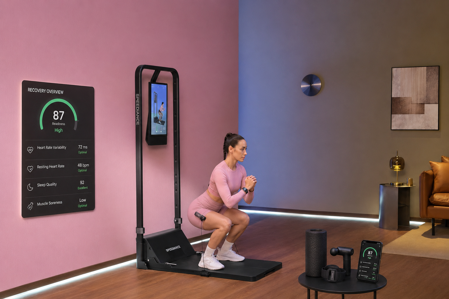 This image shows a daily fitness person doing workout near some best recovery tracking devices