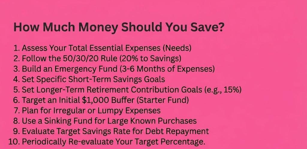 An image showing a suitable solution to the question of how much money should you save?